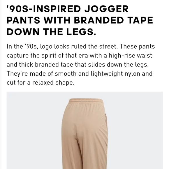 Adidas Ryv Taping Track Pants Blush Tapered Baggy 90s Retro Logo voluminous - Picture 4 of 13